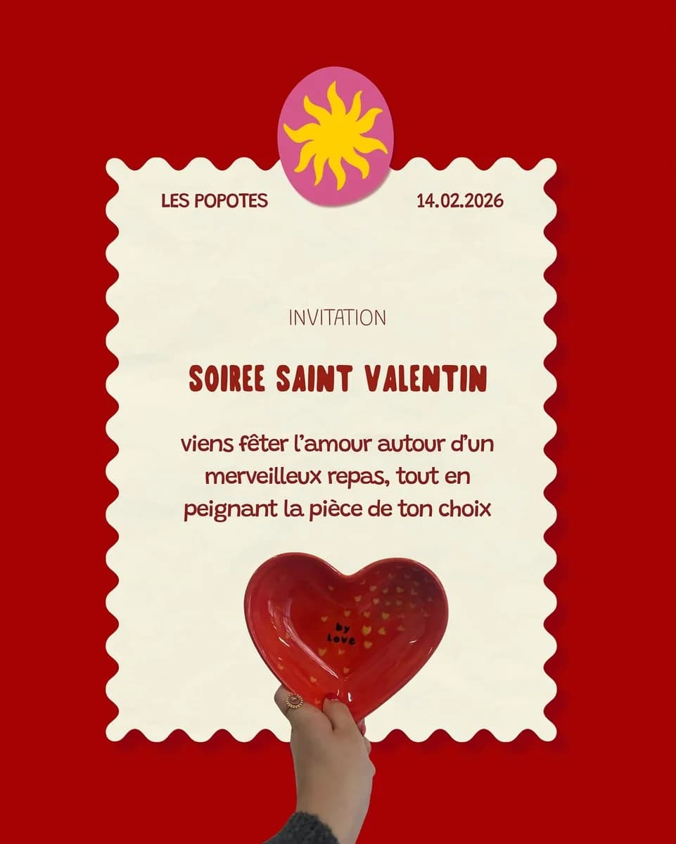 Soirée Saint-Valentin aux Popotes : dîner & céramique