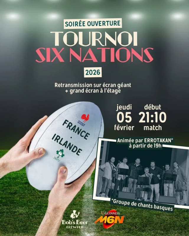 Soirée d’ouverture Six Nations : France - Irlande au Bob’s Beer Brewpub