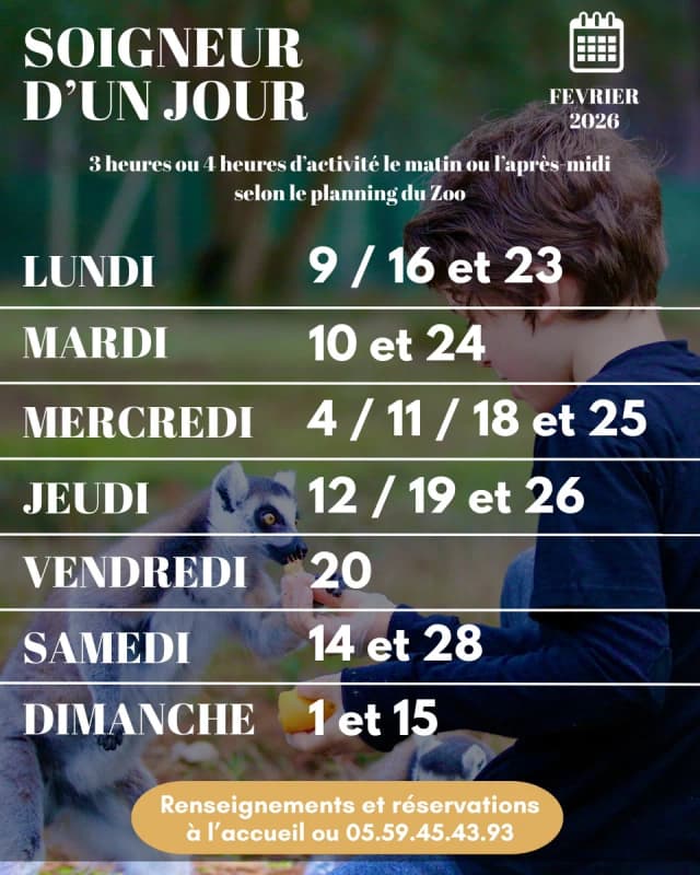 Soigneur d’un jour au Zoo de Labenne (session du 1er février 2026)