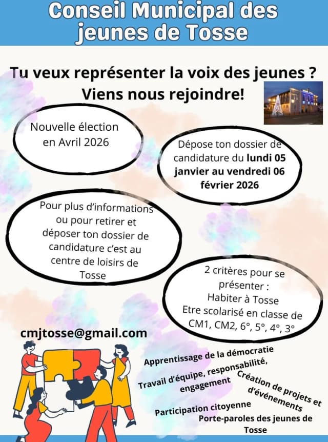 Dépôt des candidatures – Conseil Municipal des Jeunes de Tosse